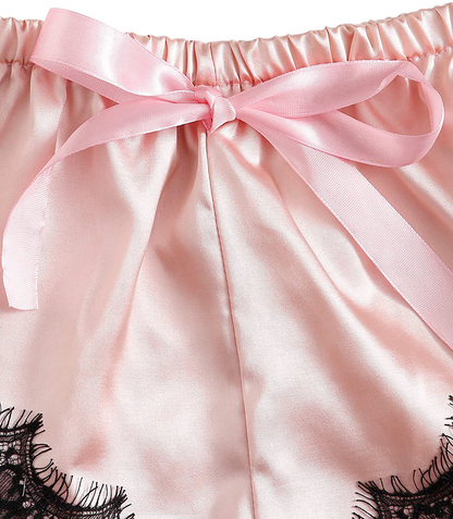 SOLY HUX Women'S Lace Sheer Cami Top with Satin Shorts Pajama Set Sleepwear Apparel & Accessories > Clothing > Sleepwear & Loungewear Kylie Max   