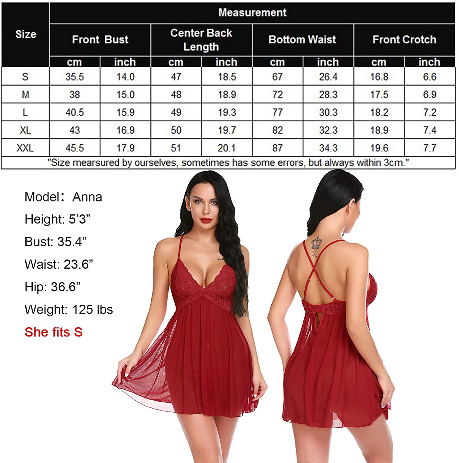 Avidlove Women Negligees Lingerie Lace Babydoll Sexy Chemise Exotic Mesh Nightgowns Apparel & Accessories > Clothing > Underwear & Socks > Lingerie Kylie Max   