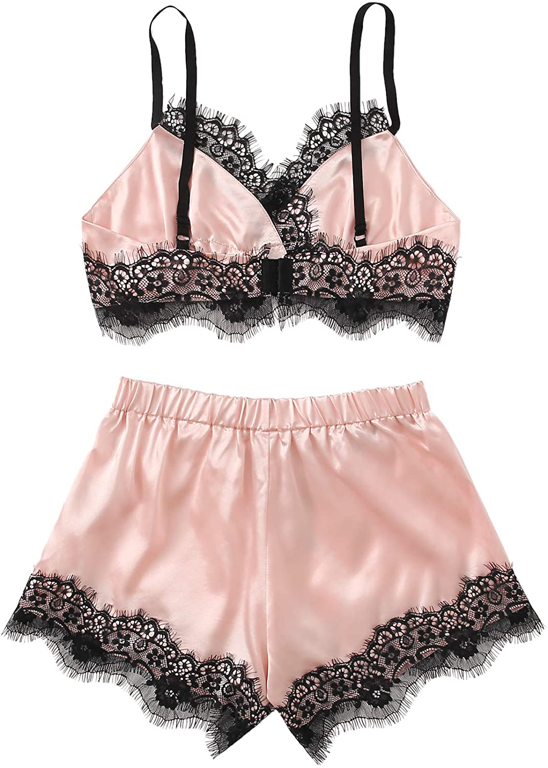 Sweatyrocks Women'S Lace Trim Underwear Lingerie Straps Bralette and Panty Set Apparel & Accessories > Clothing > Sleepwear & Loungewear Kylie Max   