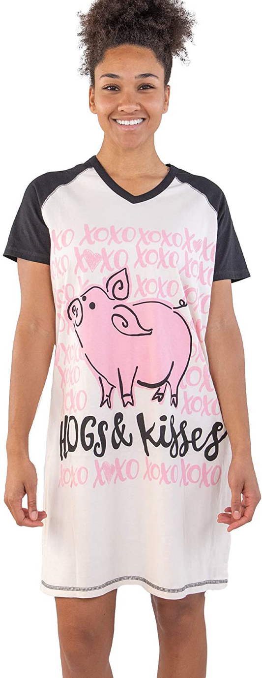 Lazy One V-Neck Nightshirts for Women, Farm Animal Designs Apparel & Accessories > Clothing > Sleepwear & Loungewear > Nightgowns Kylie Max   