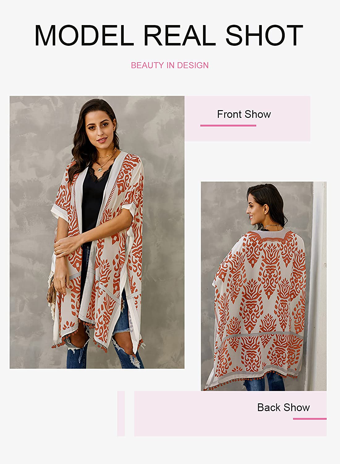 Dokotoo Womens 2022 Fashion Summer Print Kimono Casual Cardigans Loose Cover Ups Apparel & Accessories > Clothing > Swimwear Kylie Max   