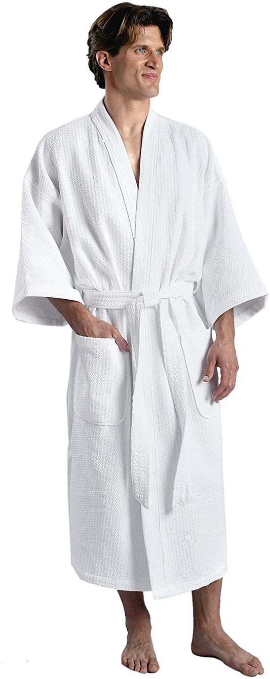MONARCH Diamond Waffle Spa Kimono Robe - Soft Light Hotel Bathrobe Cypress Apparel & Accessories > Clothing > Sleepwear & Loungewear > Robes Kylie Max   