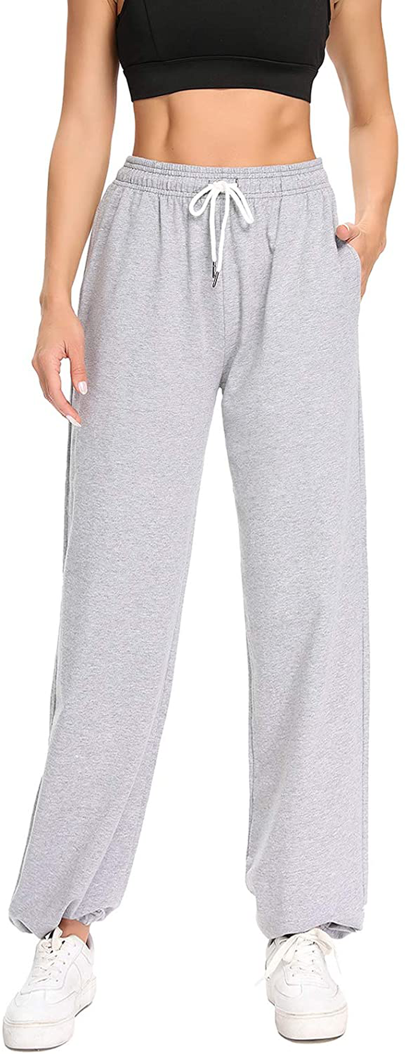 Cakcton Women'S Sweatpants with Pockets Joggers High Waisted Loose Workout Yoga Lounge Drawstring Active Casual Sports Pants Apparel & Accessories > Clothing > Activewear Kylie Max   
