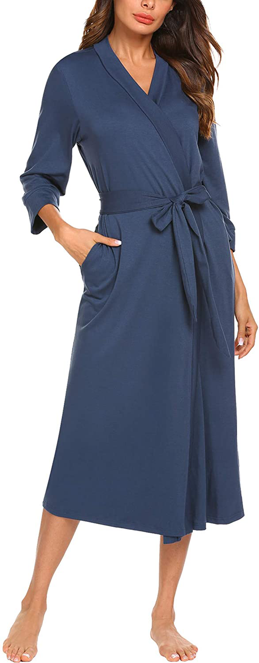 MAXMODA Women Kimono Robes Long Knit Bathrobe Soft Robe Casual Ladies Loungewear S-3XL Apparel & Accessories > Clothing > Sleepwear & Loungewear > Robes Kylie Max   