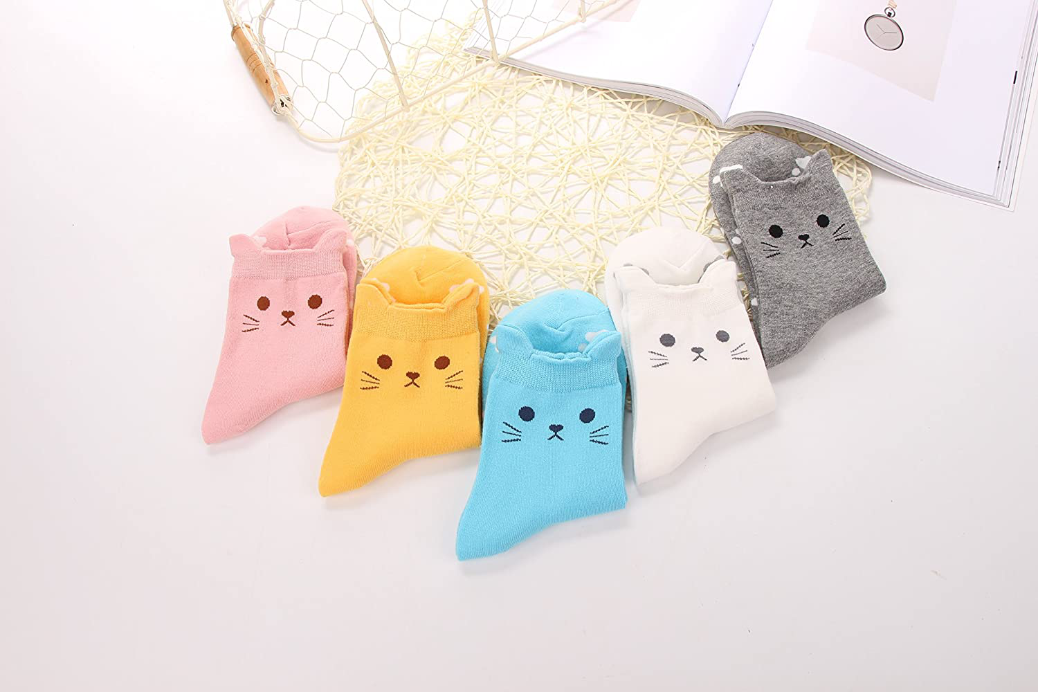 Jeasona Women's Fun Socks Cute Cat Animals Funny Funky Novelty Cotton Gifts Arts & Entertainment > Party & Celebration > Gift Giving Jeasona   