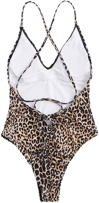 SOLY HUX Women'S Plunge Neck Cross Back High Cut One Piece Bathing Suits Swimsuit Apparel & Accessories > Clothing > Swimwear Kylie Max   