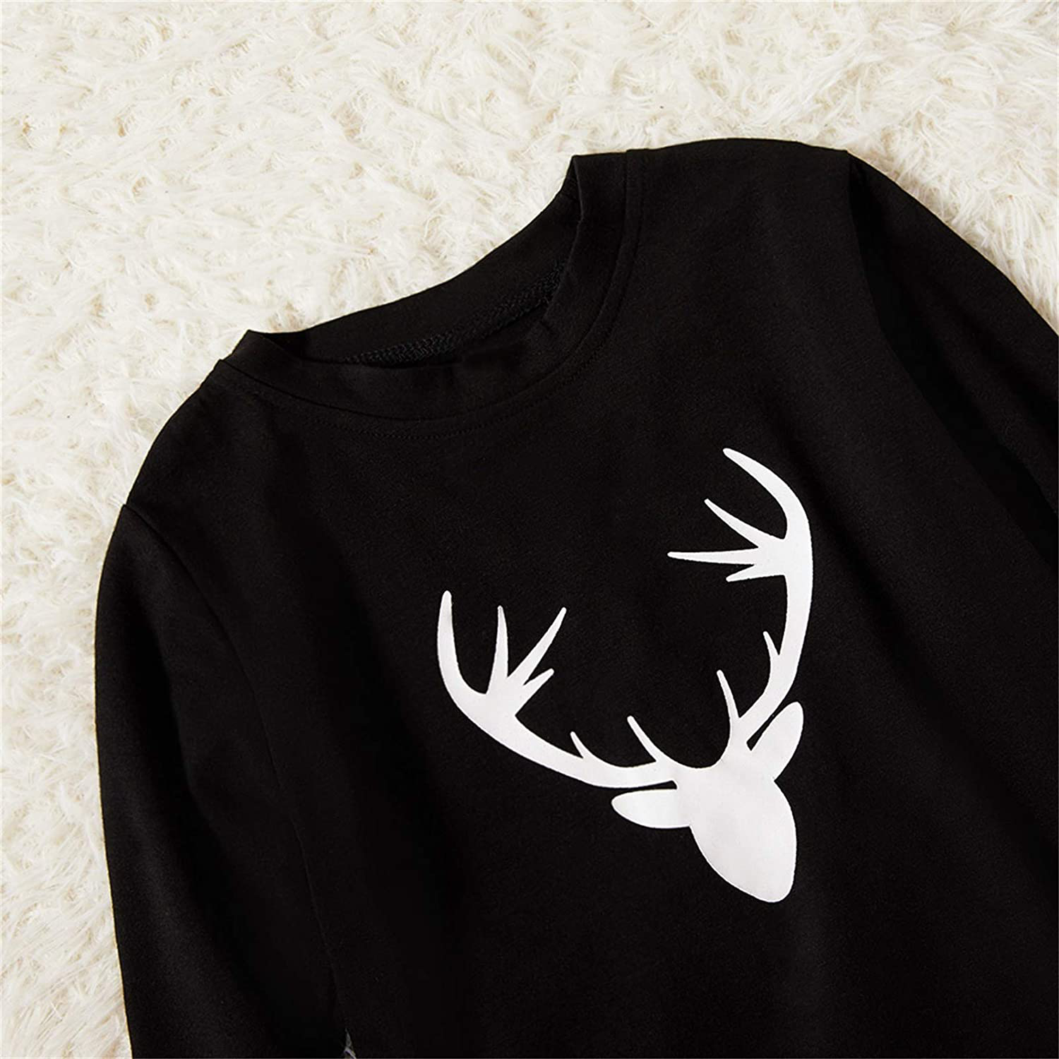 IFFEI Matching Family Pajamas Sets Christmas Pj'S with Deer Long Sleeve Tee and Plaid Pants Loungewear Apparel & Accessories > Clothing > Sleepwear & Loungewear > Pajamas Kylie Max   