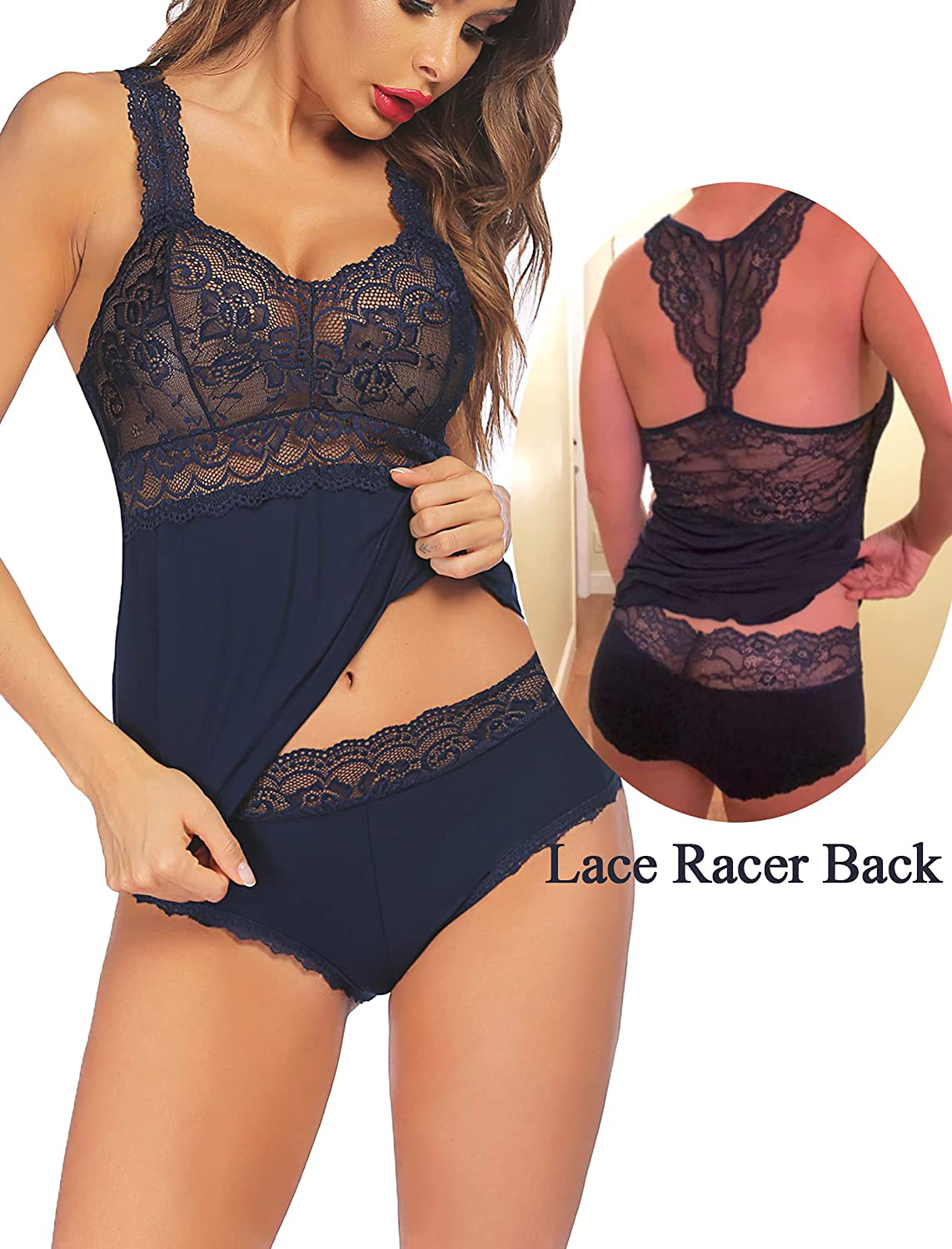 Avidlove Sexy Pajama Set for Women Sexy Lingerie Lace Sleepwear Cami Shorts Set Nightwear Apparel & Accessories > Clothing > Sleepwear & Loungewear Kylie Max   