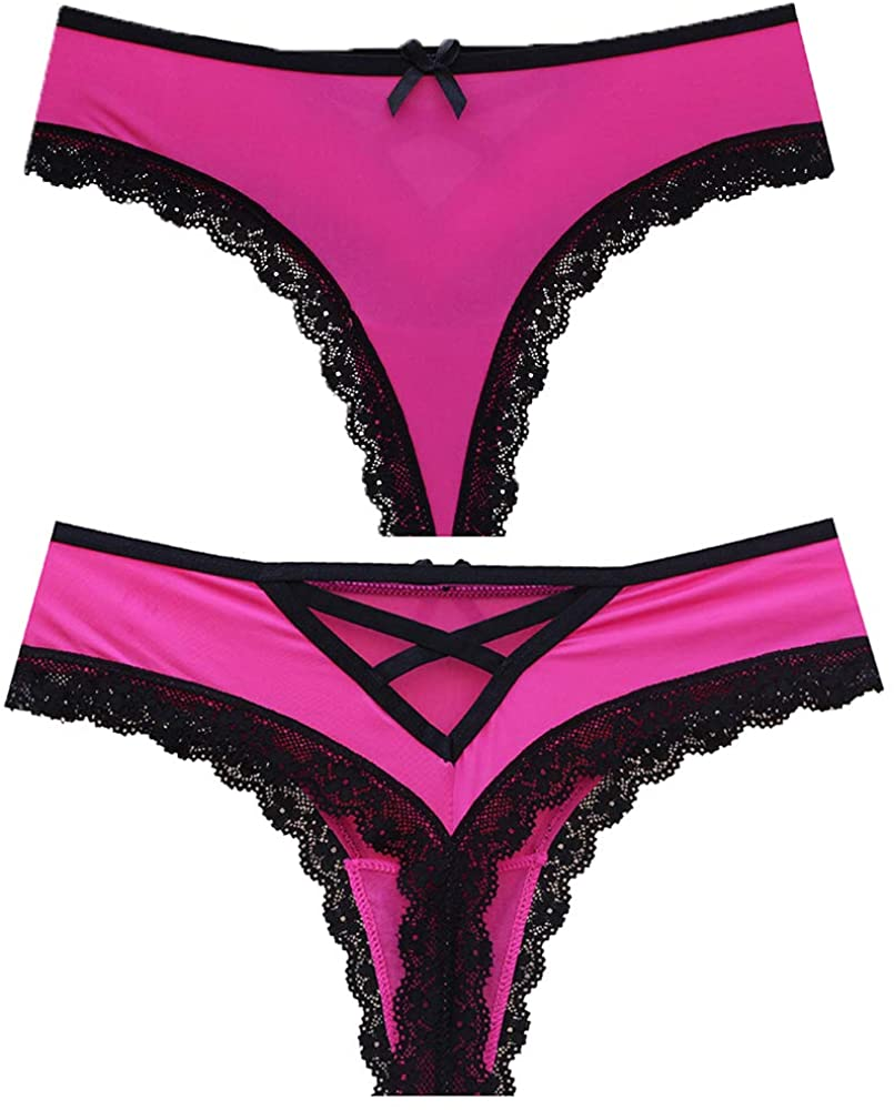 Gefyvuxrm Womens Cheeky Lingerie Underwear Lace Trim Panties Sexy Hipster 5 Pack Apparel & Accessories > Clothing > Underwear & Socks > Underwear AIDOVEI   