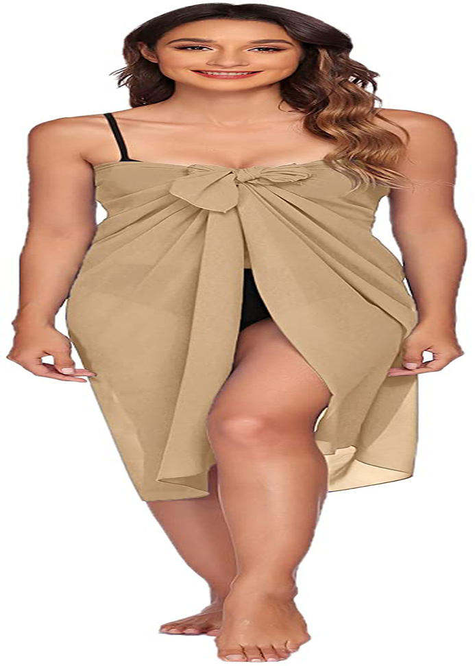 Ekouaer Sarong Swimsuit Coverup for Women Chiffon Long Beach Tie Wrap Skirt Sexy Bikini Sheer Scarf Bathing Suit Bottom Apparel & Accessories > Clothing > Swimwear Kylie Max   