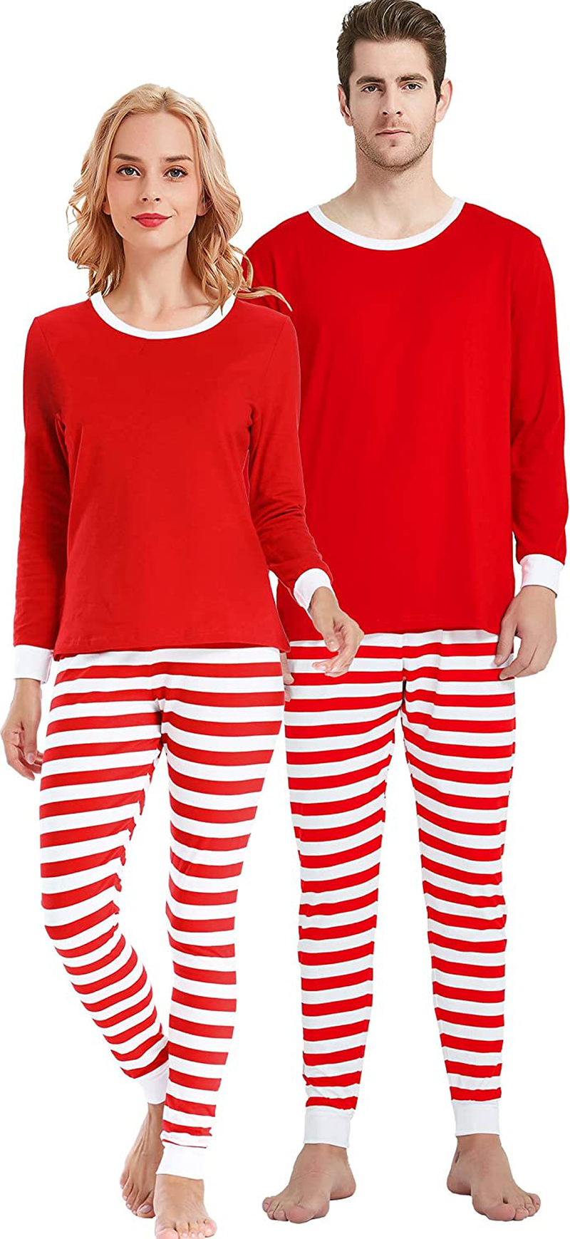 Matching Family Pajamas for Women Men Christmas Red Striped Jammies Holiday Cotton Pjs Clothes Mum and Dad Pyjamas Apparel & Accessories > Clothing > Sleepwear & Loungewear > Pajamas Kylie Max   