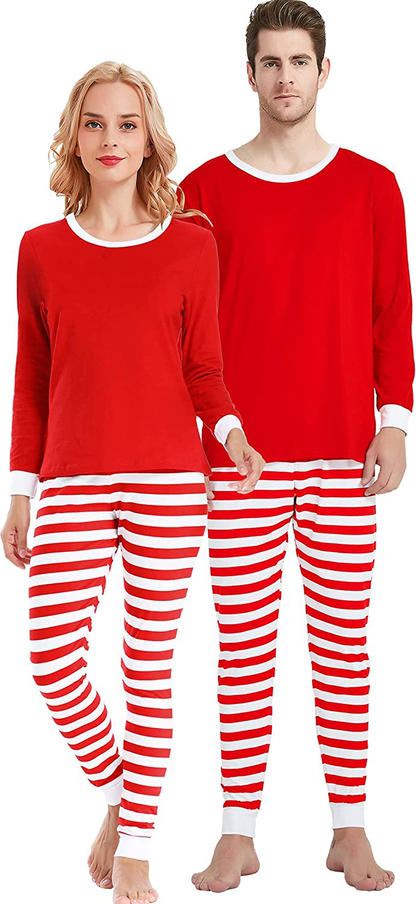 Matching Family Pajamas for Women Men Christmas Red Striped Jammies Holiday Cotton Pjs Clothes Mum and Dad Pyjamas Apparel & Accessories > Clothing > Sleepwear & Loungewear > Pajamas Kylie Max   