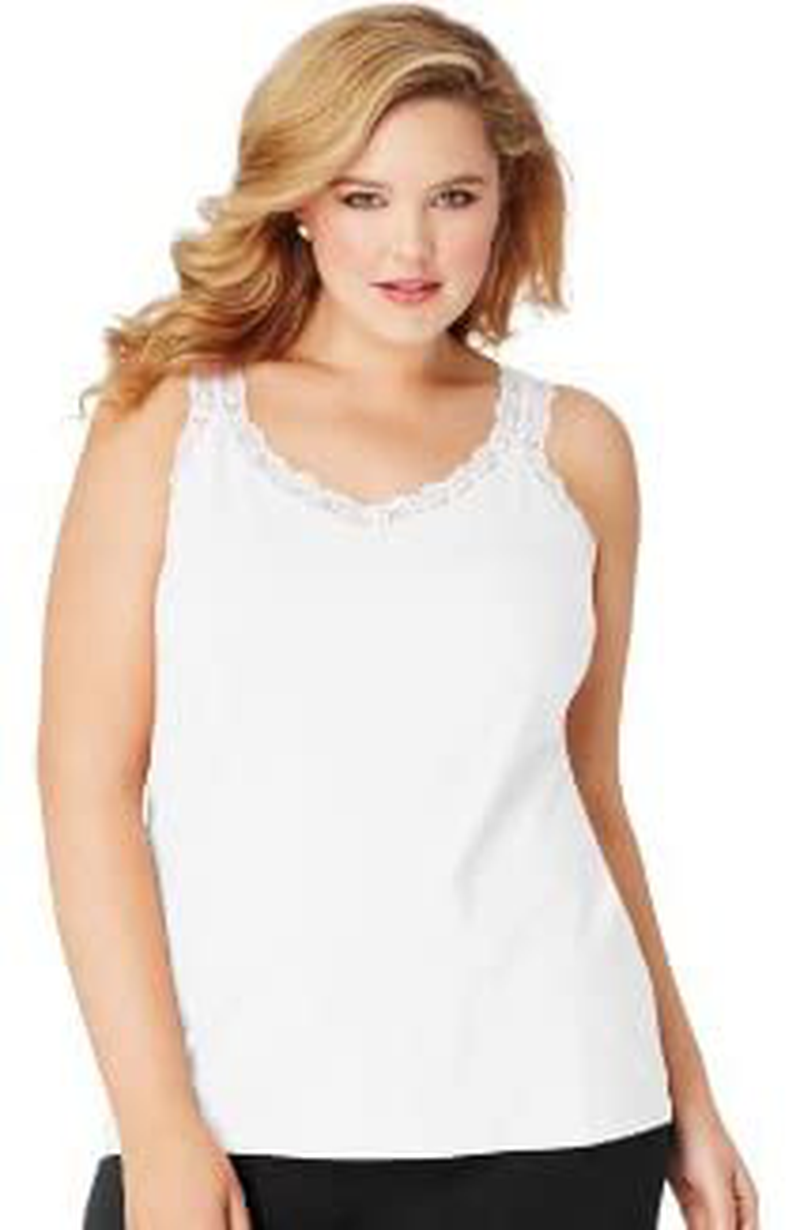 JUST MY SIZE Women'S plus Size Stretch Jersey Lace Trim Tank Apparel & Accessories > Clothing > Activewear Kylie Max   