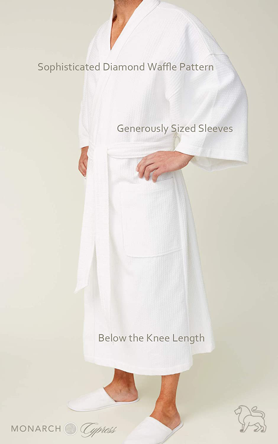 MONARCH Diamond Waffle Spa Kimono Robe - Soft Light Hotel Bathrobe Cypress Apparel & Accessories > Clothing > Sleepwear & Loungewear > Robes Kylie Max   