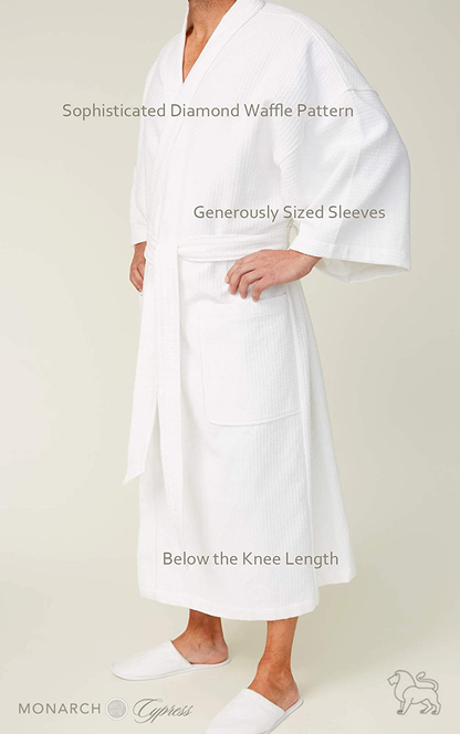 MONARCH Diamond Waffle Spa Kimono Robe - Soft Light Hotel Bathrobe Cypress Apparel & Accessories > Clothing > Sleepwear & Loungewear > Robes Kylie Max   
