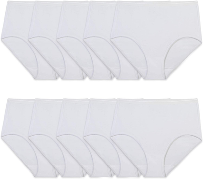 Fruit of the Loom Women'S Eversoft Cotton Brief Underwear (Regular & plus Size) Apparel & Accessories > Clothing > Underwear & Socks > Underwear Fruit of the Loom Brief - 10 Pack - White Brief 10