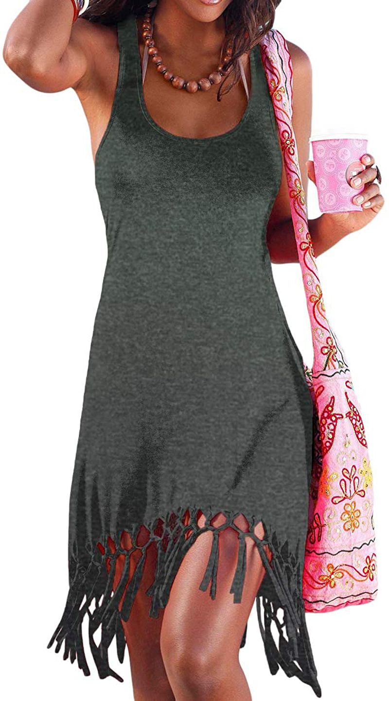Pinziko Women'S Summer Beach Dress Bikini Cover up Casual Vacation Short Dresses Apparel & Accessories > Clothing > Swimwear Kylie Max   
