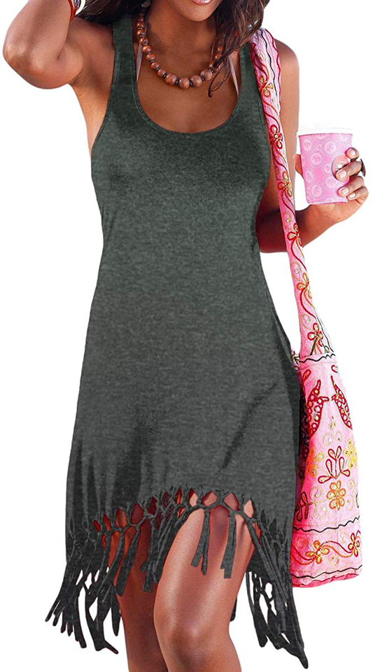 Pinziko Women'S Summer Beach Dress Bikini Cover up Casual Vacation Short Dresses Apparel & Accessories > Clothing > Swimwear Kylie Max   