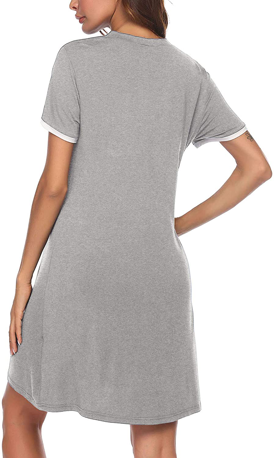 Ekouaer Short Sleeve Nightgowns for Women, Women'S Button down Sleepwear Classical Sleep Shirt Dress Apparel & Accessories > Clothing > Sleepwear & Loungewear > Nightgowns Kylie Max   