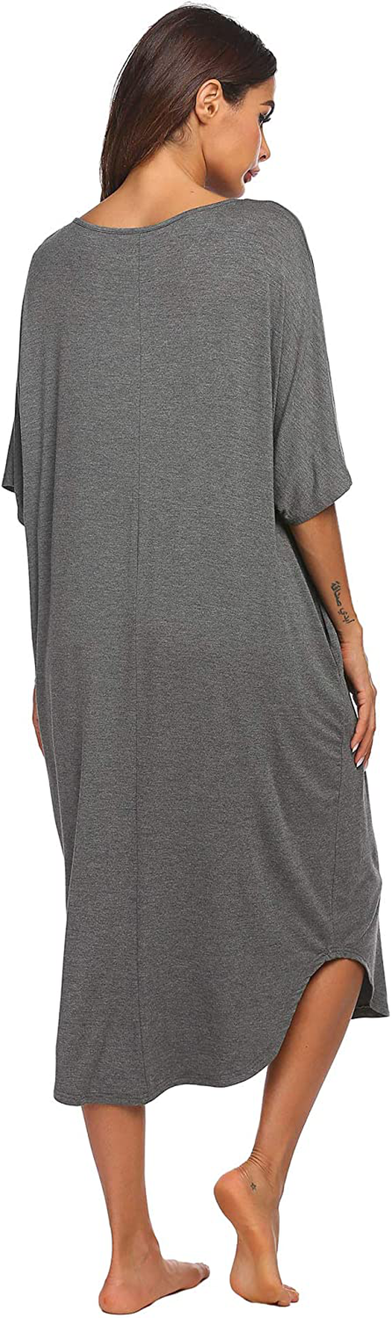 Ekouaer Nightgowns for Women Button-Down Sleepwear Short Sleeve Nightshirt plus Size Night Wear S-XXL Apparel & Accessories > Clothing > Sleepwear & Loungewear > Nightgowns Kylie Max   