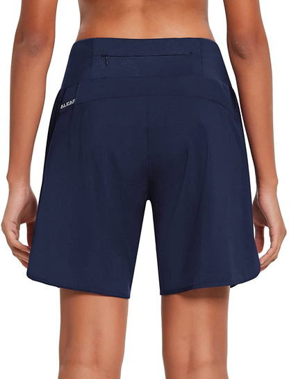 BALEAF Women'S 7 Inches Long Running Shorts with Liner Lounge Sport Gym Shorts Back Zipper Pocket Apparel & Accessories > Clothing > Shorts Kylie Max   
