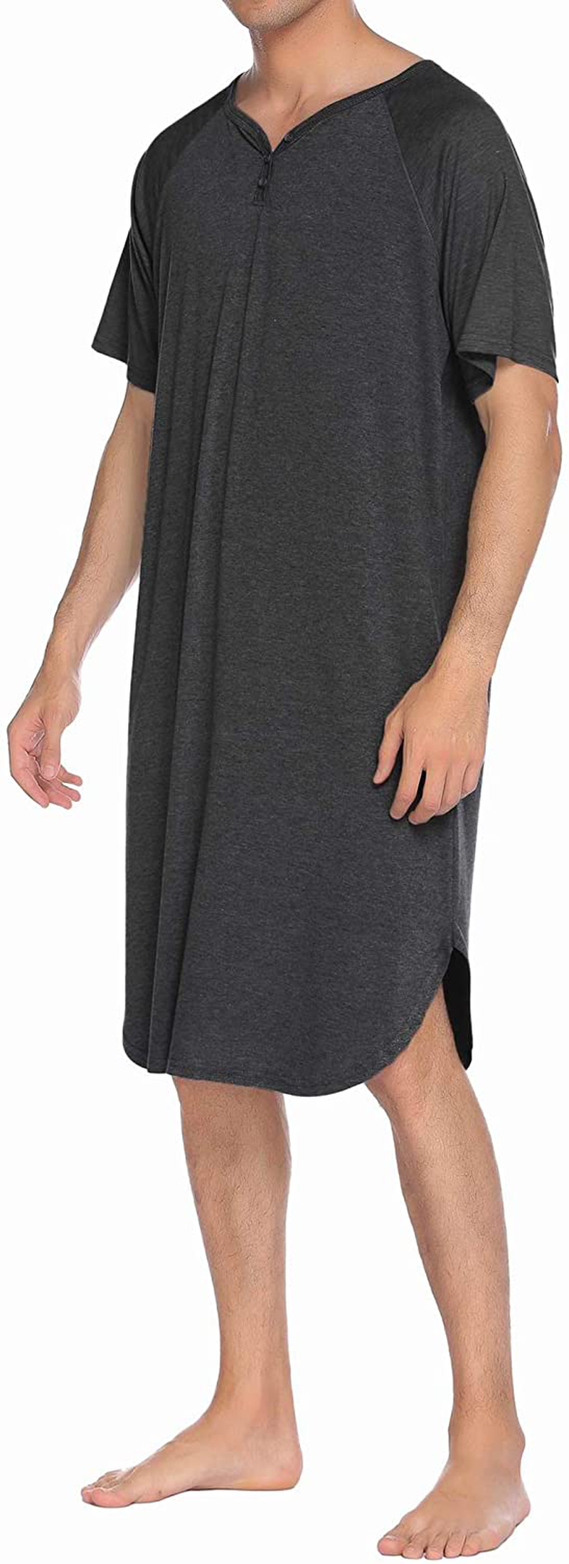 Ekouaer Sleepwear Men'S Nightshirt Short Sleeve Pajamas Comfy Big & Tall Henley Sleep Shirt M-XXXL Apparel & Accessories > Clothing > Sleepwear & Loungewear > Nightgowns Kylie Max   