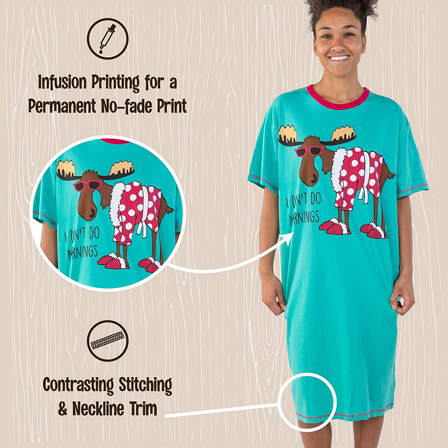 Lazy One Nightshirts for Women, Animal Designs Apparel & Accessories > Clothing > Sleepwear & Loungewear > Nightgowns Kylie Max   