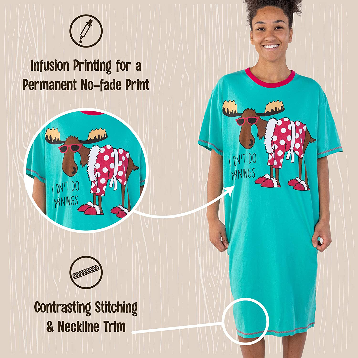 Lazy One Nightshirts for Women, Animal Designs Apparel & Accessories > Clothing > Sleepwear & Loungewear > Nightgowns Kylie Max   