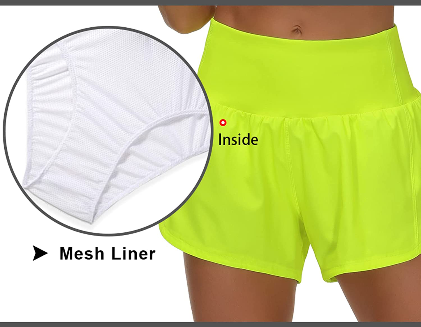 THE GYM PEOPLE Womens High Waisted Running Shorts Quick Dry Athletic Workout Shorts with Mesh Liner Zipper Pockets Apparel & Accessories > Clothing > Shorts Kylie Max   