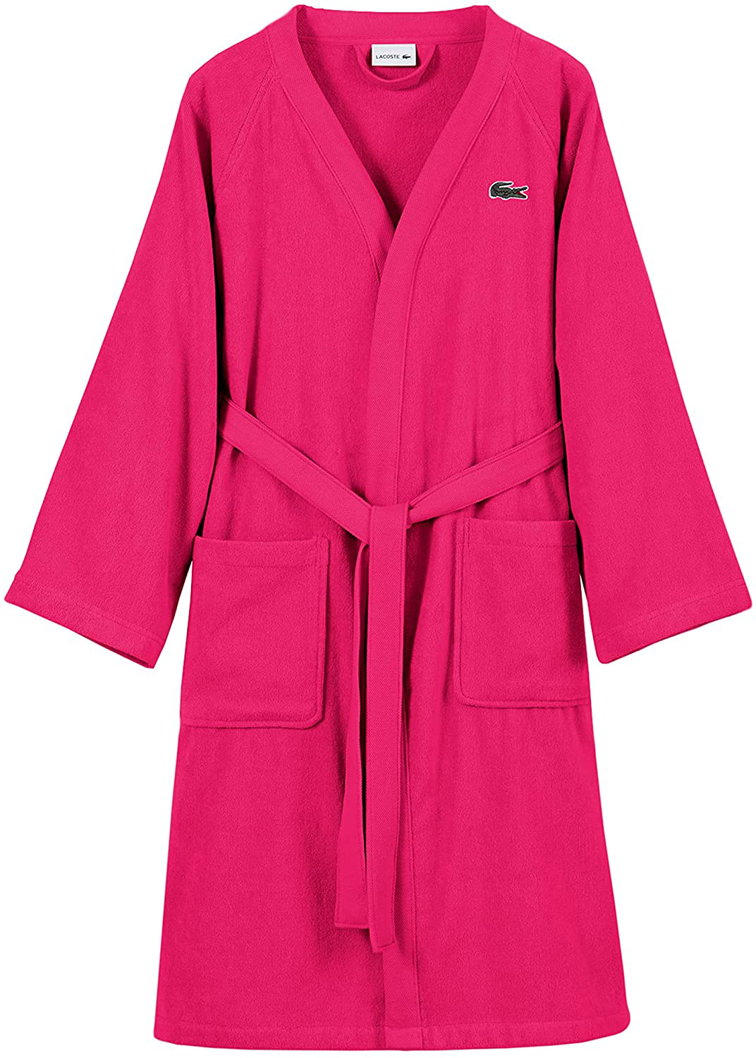 Lacoste Classic Pique 100% Cotton Bath Robe, One Size, Magenta Apparel & Accessories > Clothing > Sleepwear & Loungewear > Robes Lacoste   