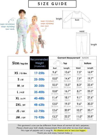 VAENAIT BABY 12M-12 Toddler Kids Boys Girls 100% Cotton Marbling Sung Fit Sleepwear Pajamas 2Pcs Pjs Set Apparel & Accessories > Clothing > Sleepwear & Loungewear > Pajamas Kylie Max   