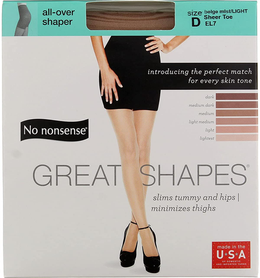 No Nonsense JQ5EL7 Beige Mist All over Shaper Nylons - Pack of 3 Apparel & Accessories > Clothing > Underwear & Socks > Shapewear No Nonsense   
