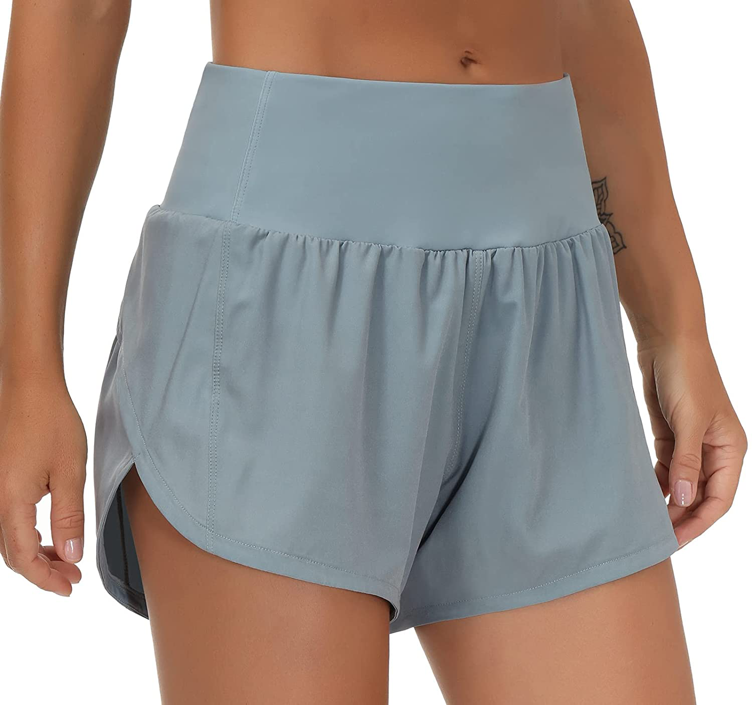 THE GYM PEOPLE Womens High Waisted Running Shorts Quick Dry Athletic Workout Shorts with Mesh Liner Zipper Pockets Apparel & Accessories > Clothing > Shorts Kylie Max   