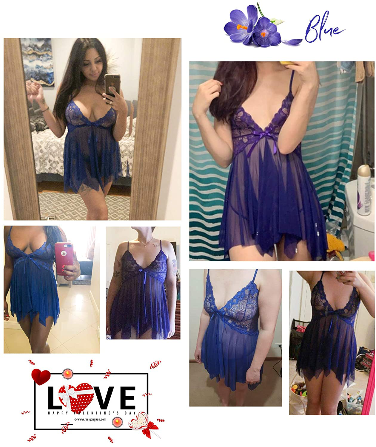 Avidlove Lingerie for Women Lace Babydoll Sleepwear Boudoir Outfits plus Size Langeray XS-5XL Apparel & Accessories > Clothing > Underwear & Socks > Lingerie Kylie Max   