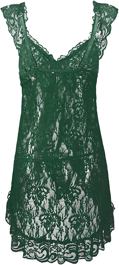 Babydoll Lingerie for Women Pajamas Lace Front Bow Closure Lingerie V Neck Nightwear Sexy Chemise Nightie Apparel & Accessories > Clothing > Underwear & Socks > Lingerie Kylie Max   