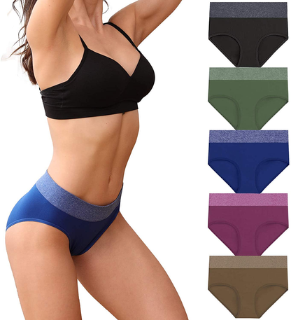 Women'S Low/High Waist Seamless Underwear Soft Full Coverage Ladies Panties Colorful Breathable Stretch Briefs 5-Pack Apparel & Accessories > Clothing > Underwear & Socks > Underwear LALESTE Hw-01 Small 