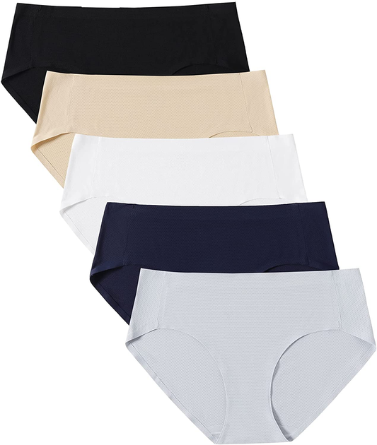 VOENXE Womens Seamless Hipster Panties Stretch Breathable No Show Bikini Underwear 5 Pack Apparel & Accessories > Clothing > Underwear & Socks > Underwear voenxe C-5 Pack Basics X-Large 