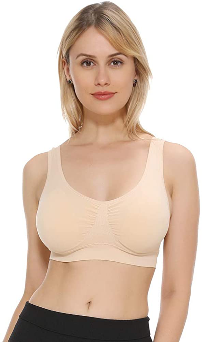JOJOANS 1/3 Pack Sports Bras for Women - Seamless Workout Yoga Bra Stretchy Comfort Sleep Bra with Removable Pads Apparel & Accessories > Clothing > Underwear & Socks > Bras Kylie Max   
