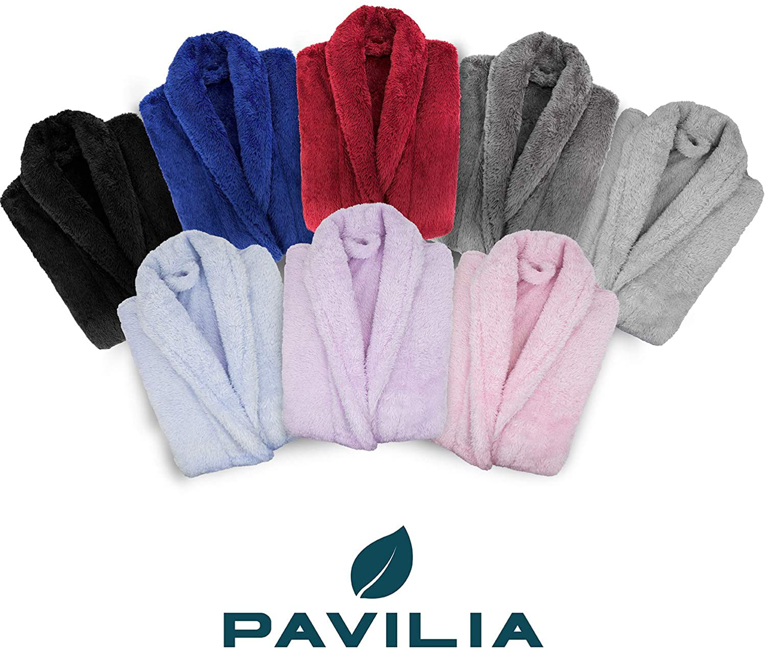 PAVILIA Women Hooded Plush Soft Robe | Fluffy Warm Fleece Sherpa Shaggy Bathrobe Apparel & Accessories > Clothing > Sleepwear & Loungewear > Robes Kylie Max   