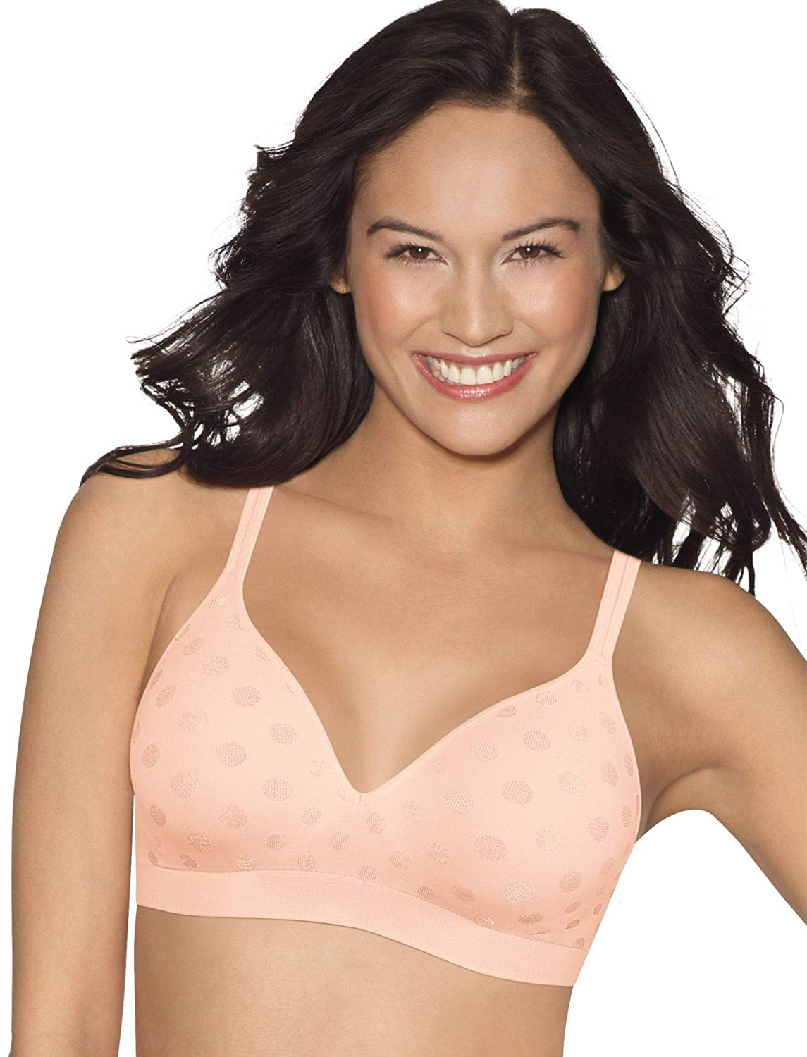 Hanes Women's Perfect Coverage ComfortFlex Wirefree Bra MHG260 Apparel & Accessories > Clothing > Underwear & Socks > Bras Hanes Light Buff Dot Small 
