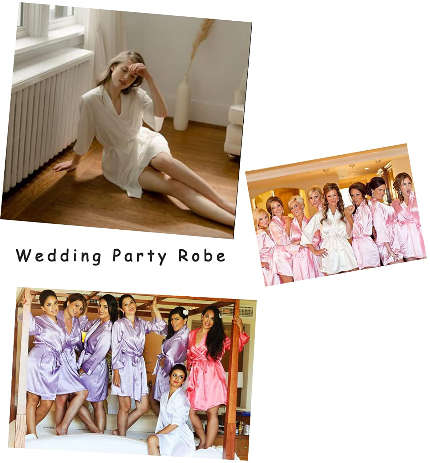 Litherday Women'S Kimono Robe Silk Bathrobe Sleepwear Short Satin Robes for Bridal Bridesmaids Dressing Gown Apparel & Accessories > Clothing > Sleepwear & Loungewear > Robes Litherday   