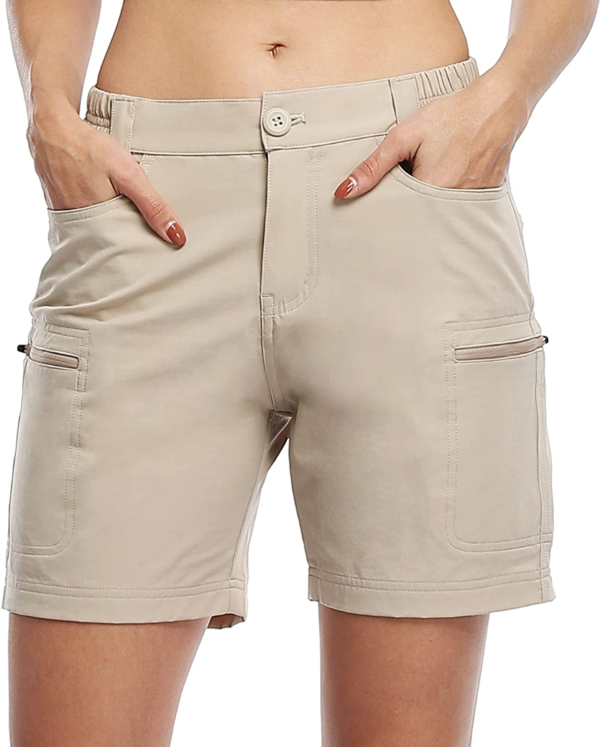 Willit Women'S Hiking Cargo Shorts Stretch Golf Active Shorts Outdoor Summer Shorts with Pockets Water Resistant 5" Apparel & Accessories > Clothing > Shorts Kylie Max   