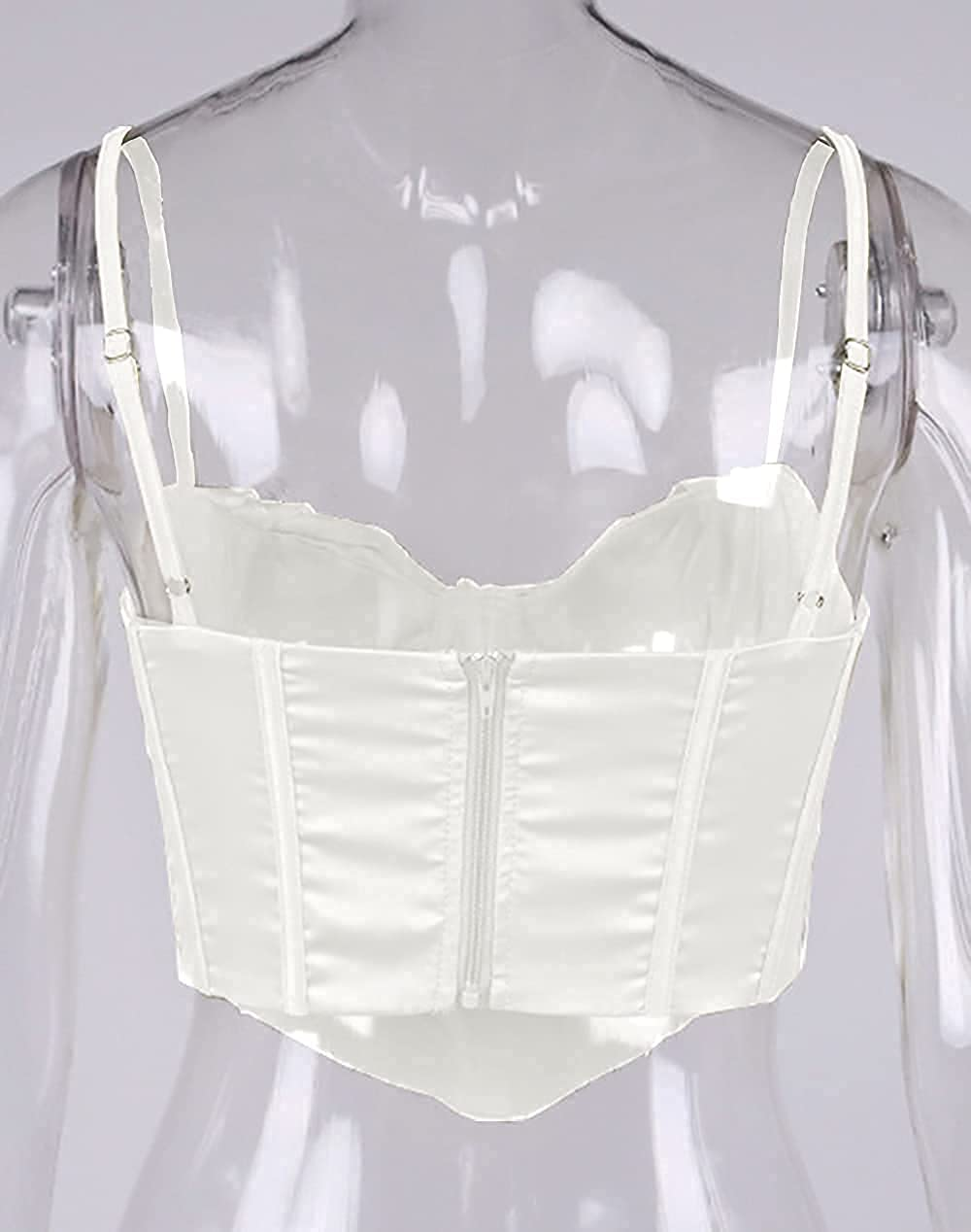 Modegal Women'S Satin Cowl Neck Fish Boned Zip Back Adjustable Spaghetti Straps Bustier Corset Crop Top Apparel & Accessories > Clothing > Underwear & Socks > Lingerie Modegal   
