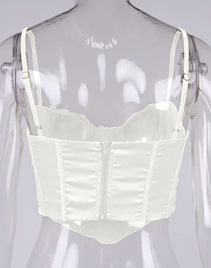 Modegal Women'S Satin Cowl Neck Fish Boned Zip Back Adjustable Spaghetti Straps Bustier Corset Crop Top Apparel & Accessories > Clothing > Underwear & Socks > Lingerie Modegal   