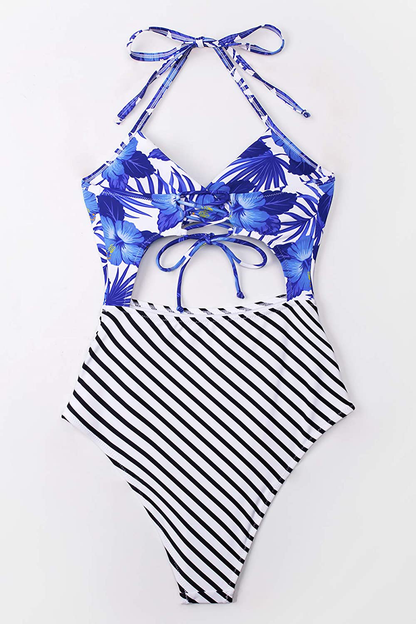 CUPSHE Women'S One Piece Swimsuit Cutout Halter Lace up Twist Bathing Suit Apparel & Accessories > Clothing > Swimwear Kylie Max   