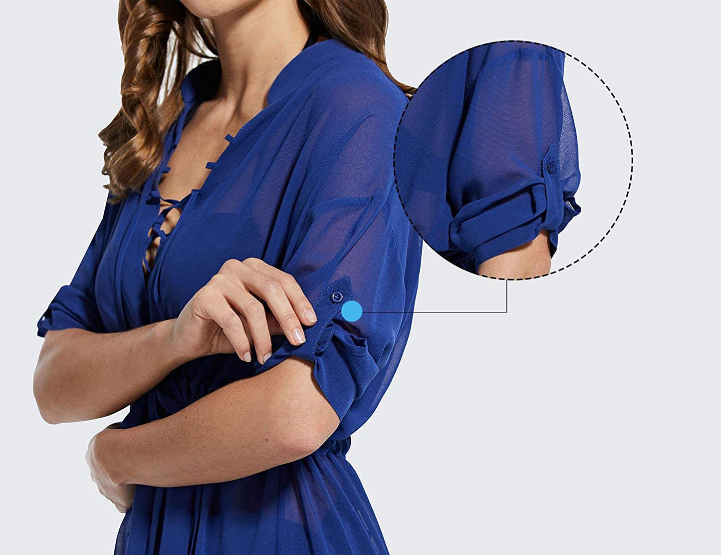 BALEAF Women'S 3/4 Sleeve Sheer Chiffon Bikini Swim Cover up V Neck Mesh Beach Coverups Apparel & Accessories > Clothing > Swimwear Kylie Max   