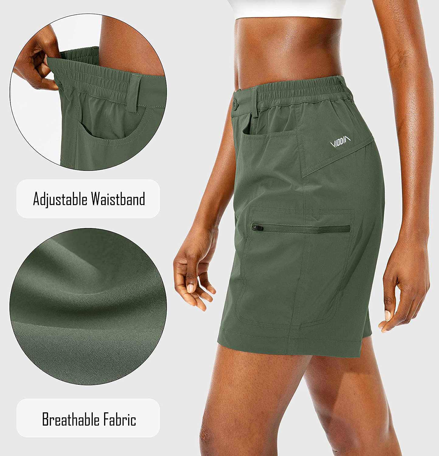 Viodia Women'S Hiking Cargo Shorts Quick Dry Stretch Lightweight Camping Shorts for Women with Zipper Pockets Apparel & Accessories > Clothing > Shorts Kylie Max   