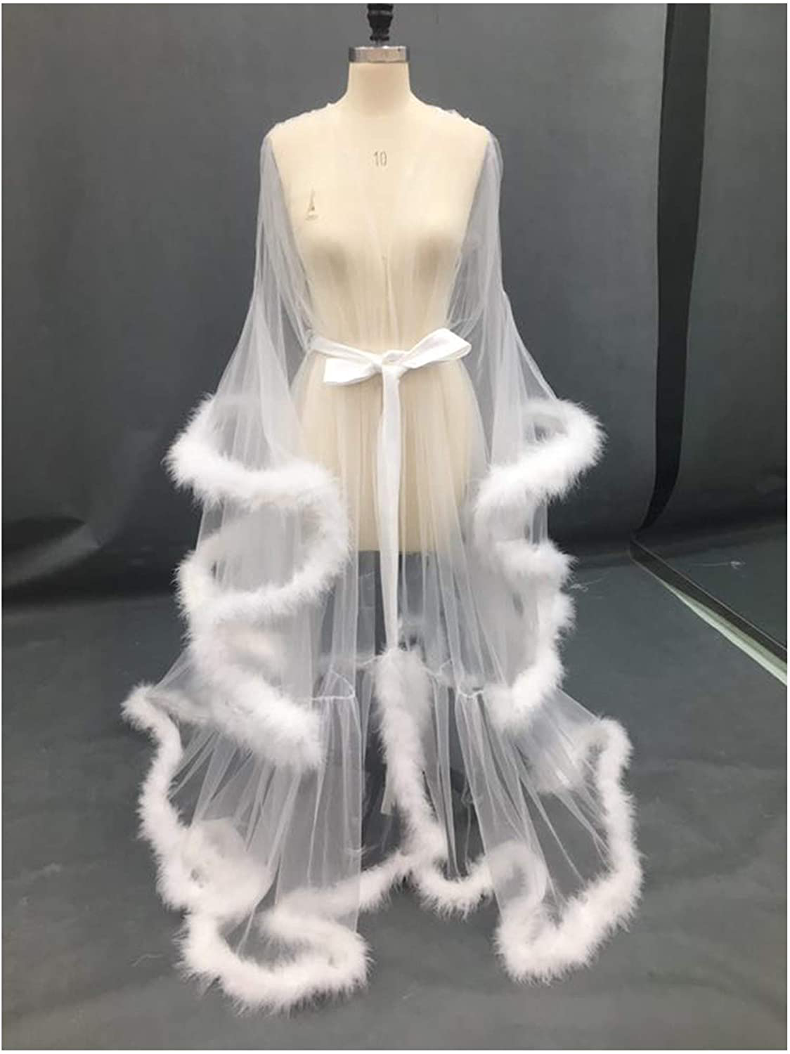 Kumeng Wedding Sexy Feather Robe Bridal Upgraded Illusion Tulle Long Scarf New Custom Made Apparel & Accessories > Clothing > Sleepwear & Loungewear > Robes Kumeng   