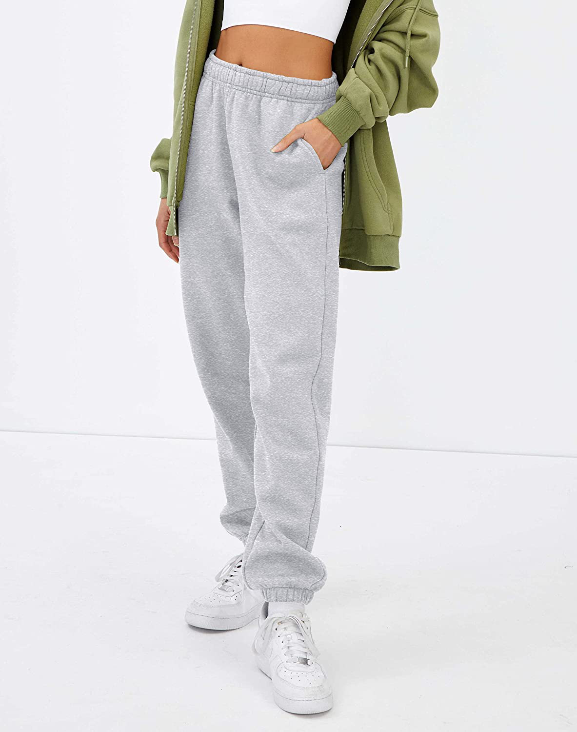Trendy Queen Womens Fleece Sweatpants Warm Comfy Joggers Pants Athletic Lounge Leggings with Pockets Apparel & Accessories > Clothing > Activewear Kylie Max   
