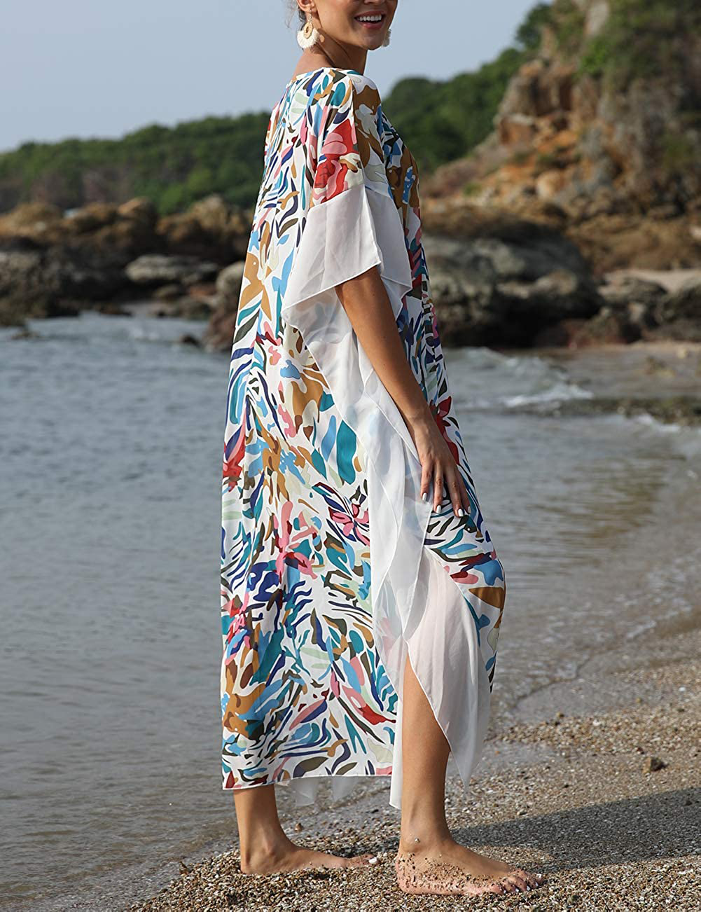 Bsubseach Women Beachwear Turkish Kaftans Long Swimsuit Cover up Caftan Beach Dress Apparel & Accessories > Clothing > Swimwear Kylie Max   